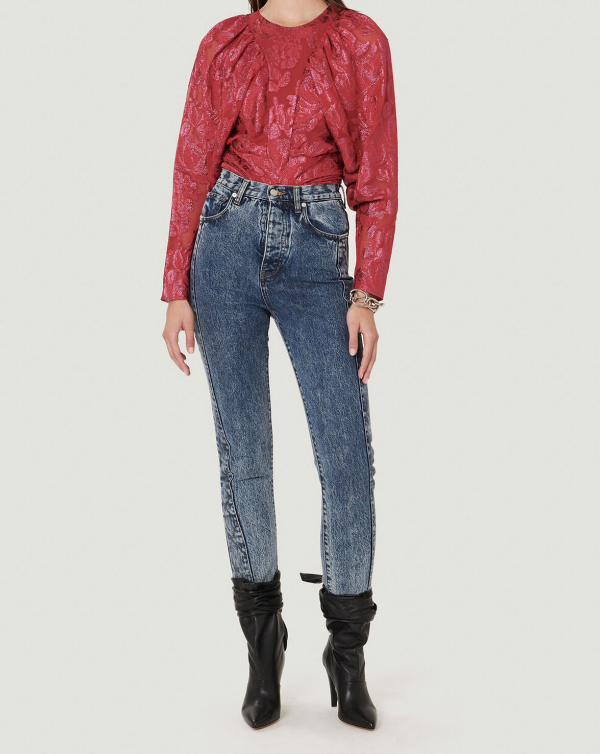 MABEL SHEER METALLIC FLORAL TOP image number null